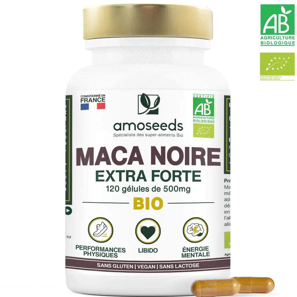 Maca Noire Bio gelules amoseeds specialiste des super aliments bio