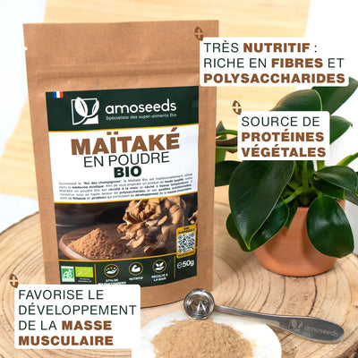 Bienfaits Maitake 50g Bio - amoseeds specialiste des super aliments bio