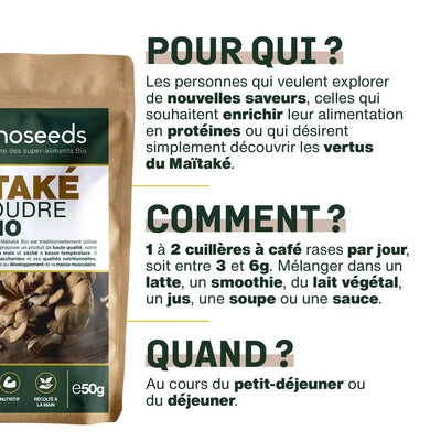 Utilisation Maitake 50g Bio - amoseeds specialiste des super aliments bio