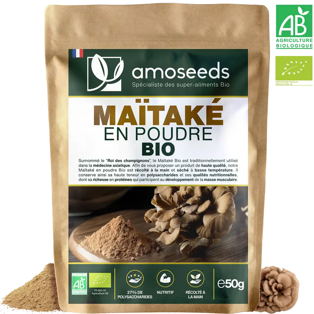  Maitake poudre bio 50G amoseeds specialiste super aliments bio