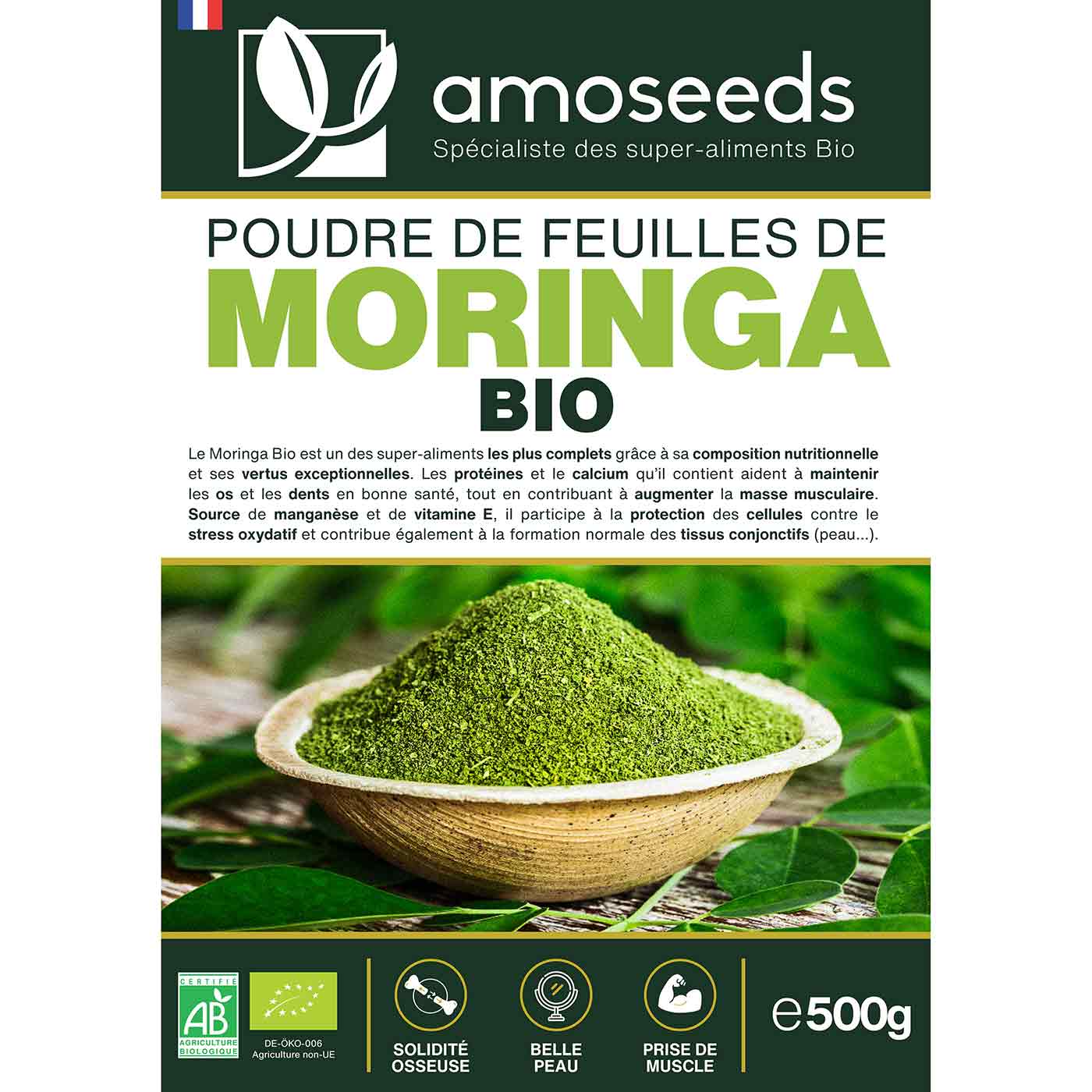 Moringa poudre bio amoseeds specialiste des super aliments bio