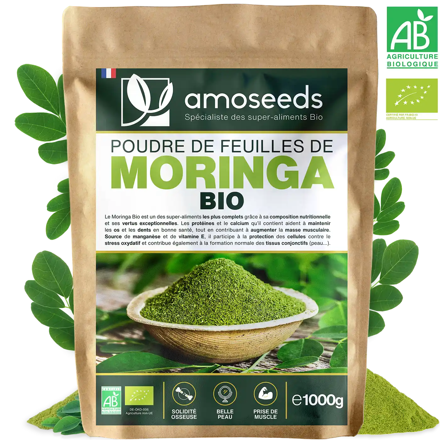 Moringa Poudre Bio amoseeds specialiste des super aliments bio