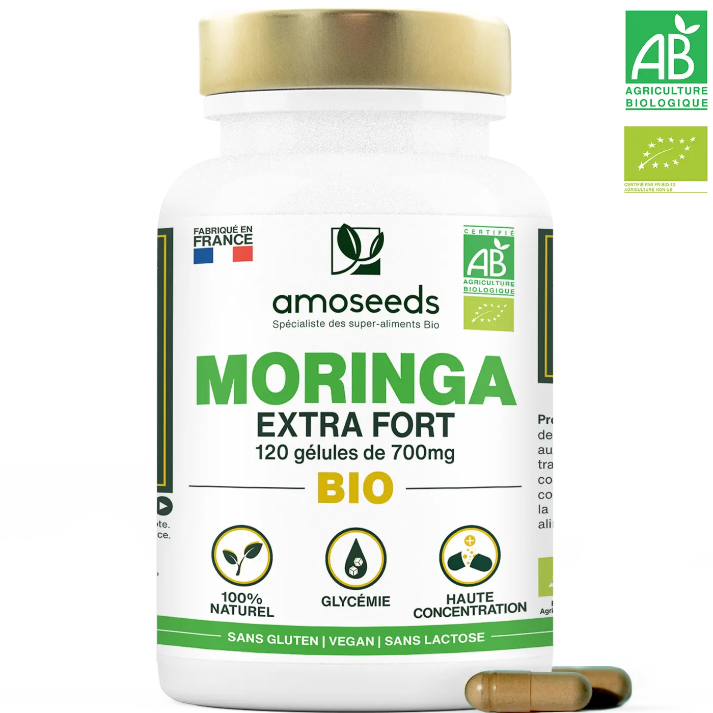 Moringa gélules Bio - amoseeds specialiste des super aliments bio