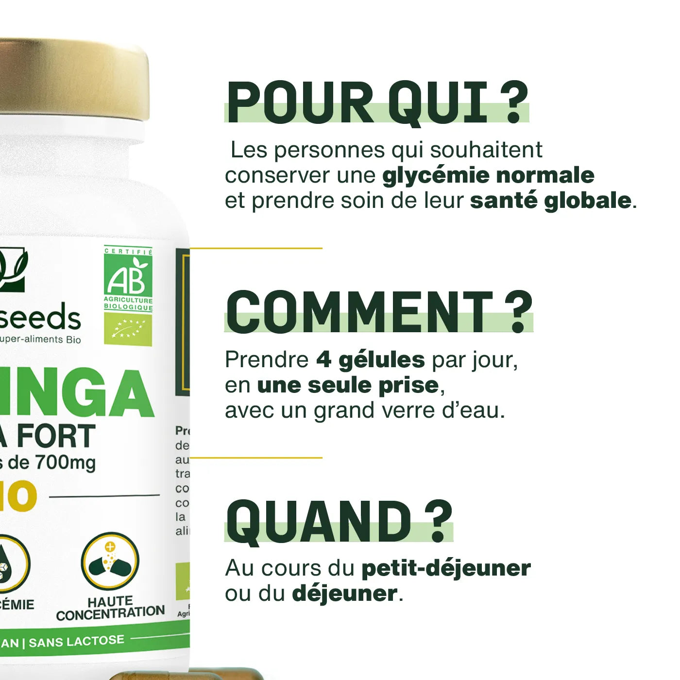 Moringa gélules Bio - amoseeds specialiste des super aliments bio Utilisation