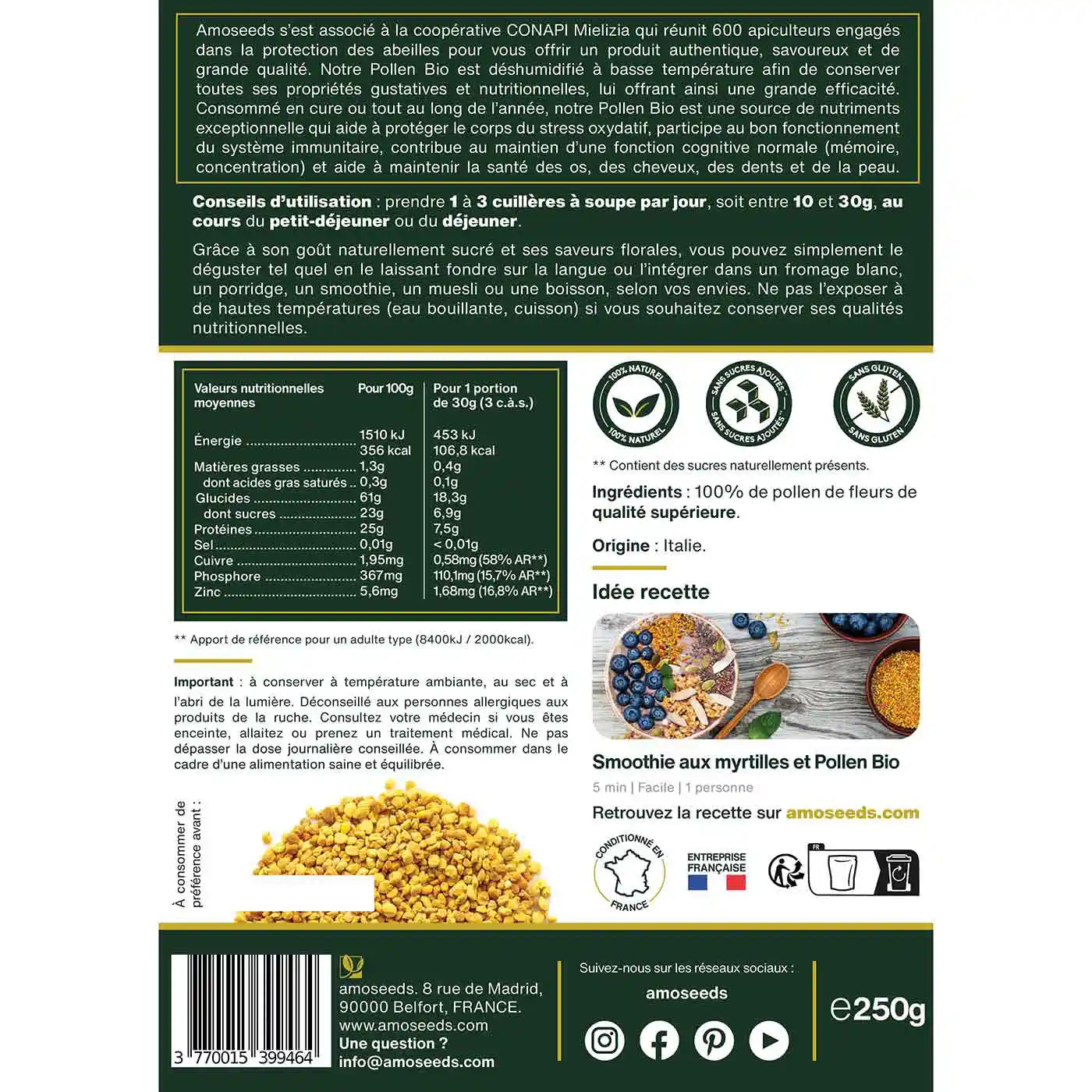 Pollen Bio - amoseeds specialiste des super aliments bio