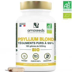 Psyllium Blond Bio, Téguments purs à 99%  | 180 gélules de 500mg