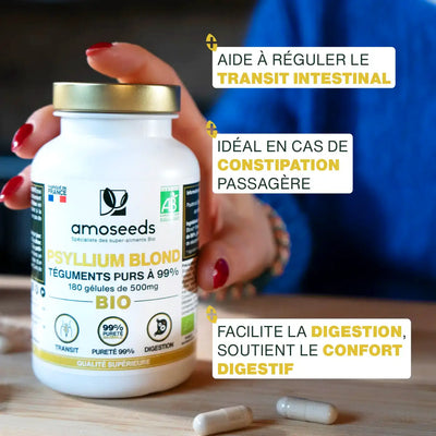 Bienfaits Psyllium gélules Bio - amoseeds specialiste des super aliments bio