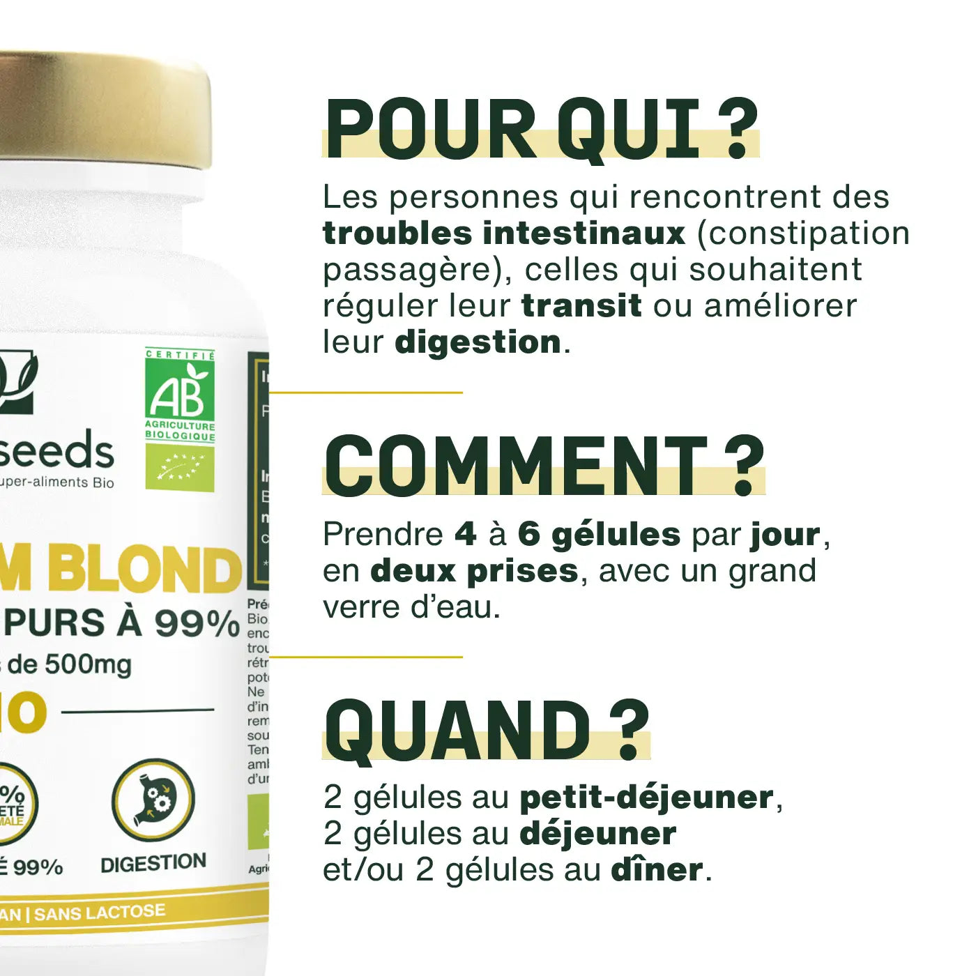 Utilisation Psyllium gélules Bio - amoseeds specialiste des super aliments bio