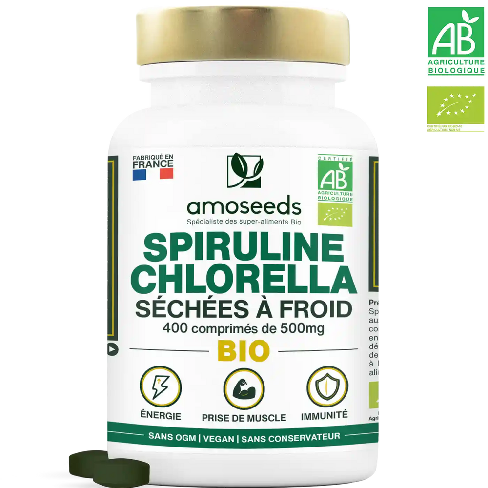 Spiruline Chlorella Bio - amoseeds specialiste des super aliments bio