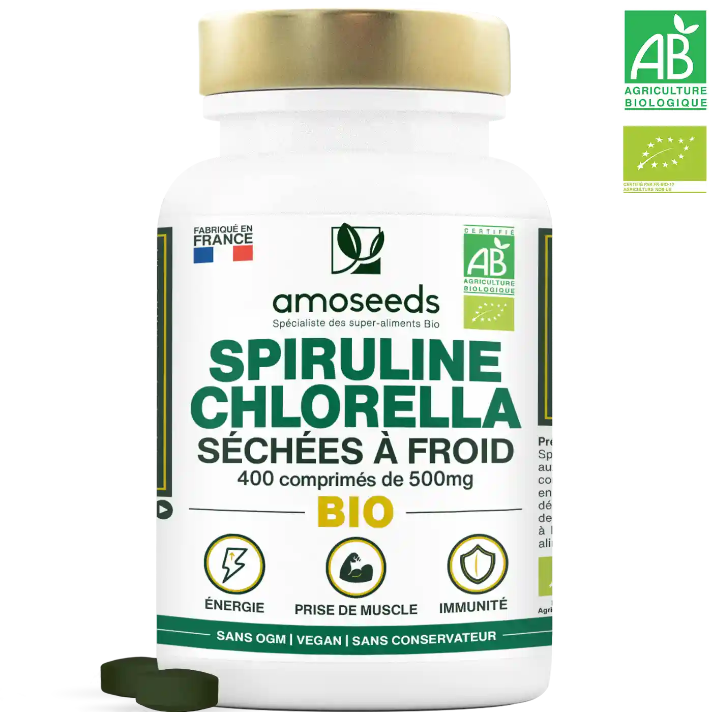 Spiruline Chlorella Bio - amoseeds specialiste des super aliments bio
