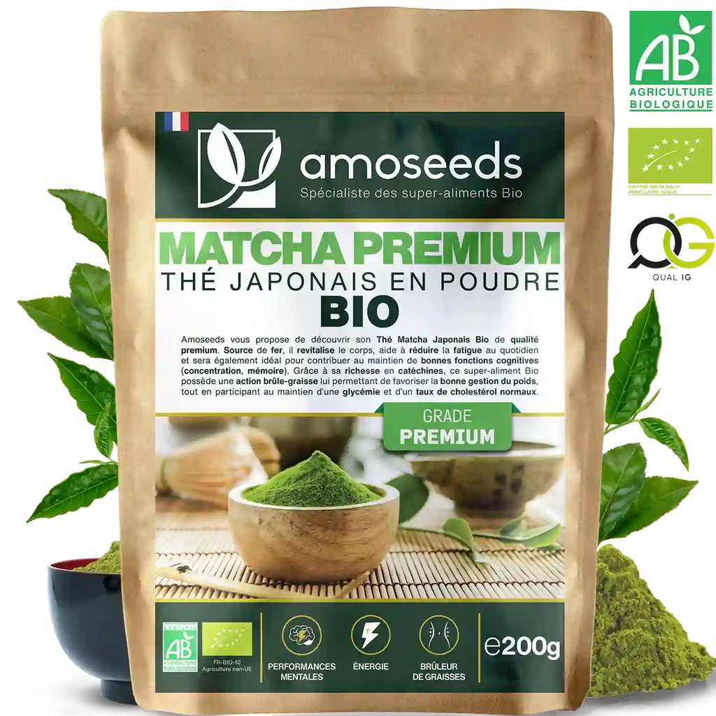 Thé Matcha Premium Japonais en Poudre Bio 200g