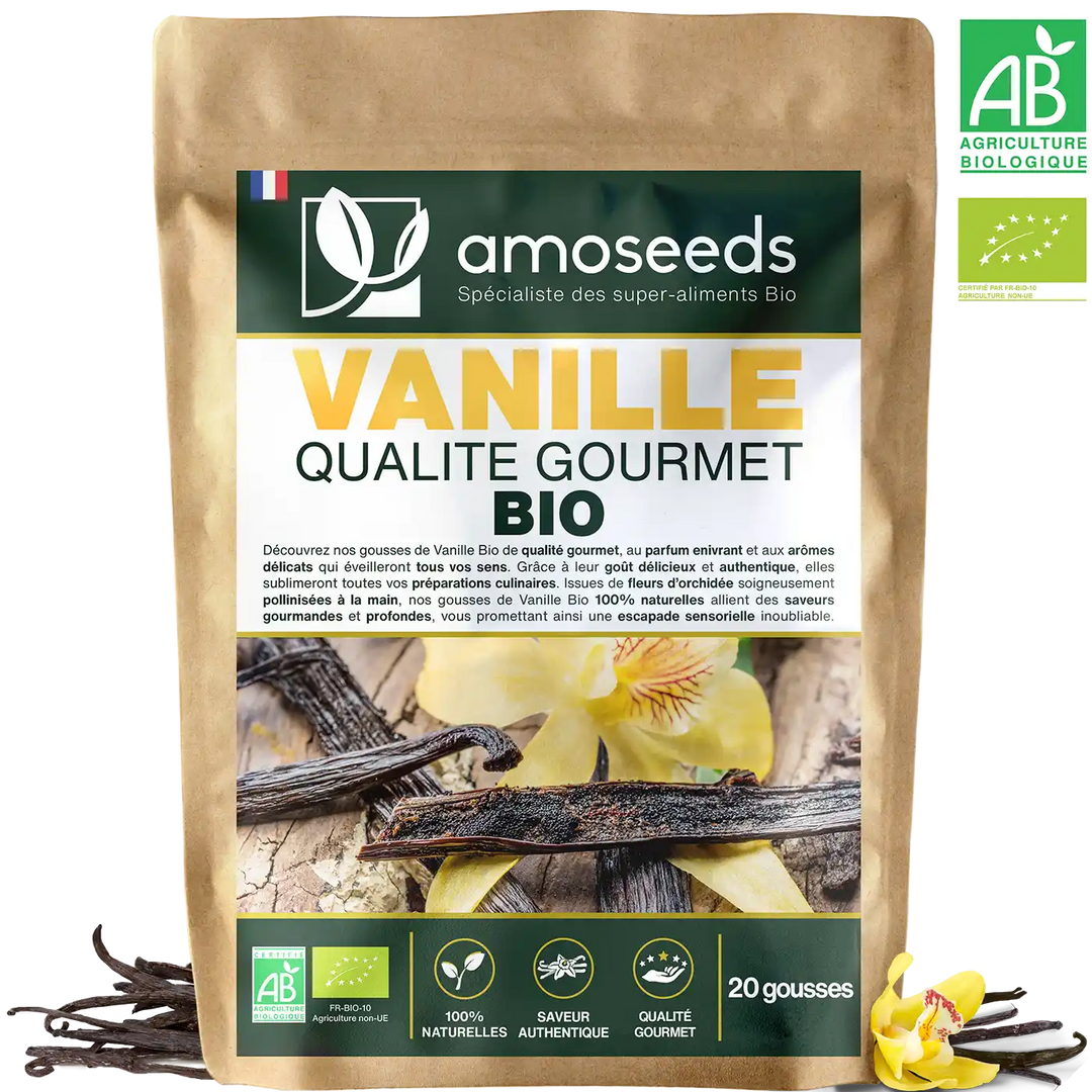 Vanille Bio 20 gousses amoseeds specialiste super aliments bio