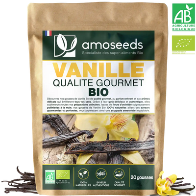 Vanille Bio 20 gousses amoseeds specialiste super aliments bio