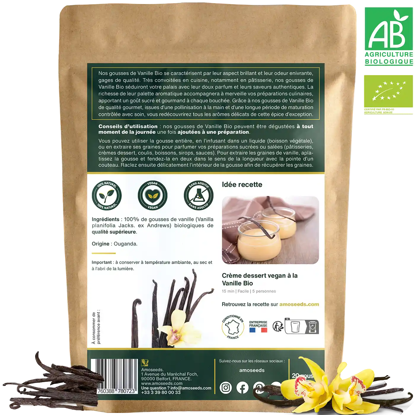 Vanille Bio 20 gousses amoseeds specialiste super aliments bio