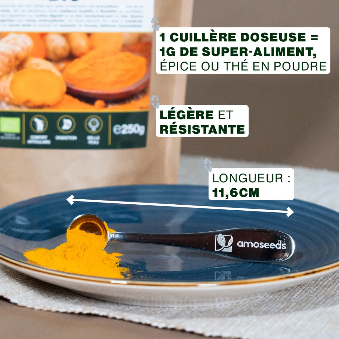 Cuillère Doseuse Double En Inox - 1 Cuillère Pour Mesurer Café, Thé, Sucre, Farine - Lavable Au Lave-vaisselle - 7