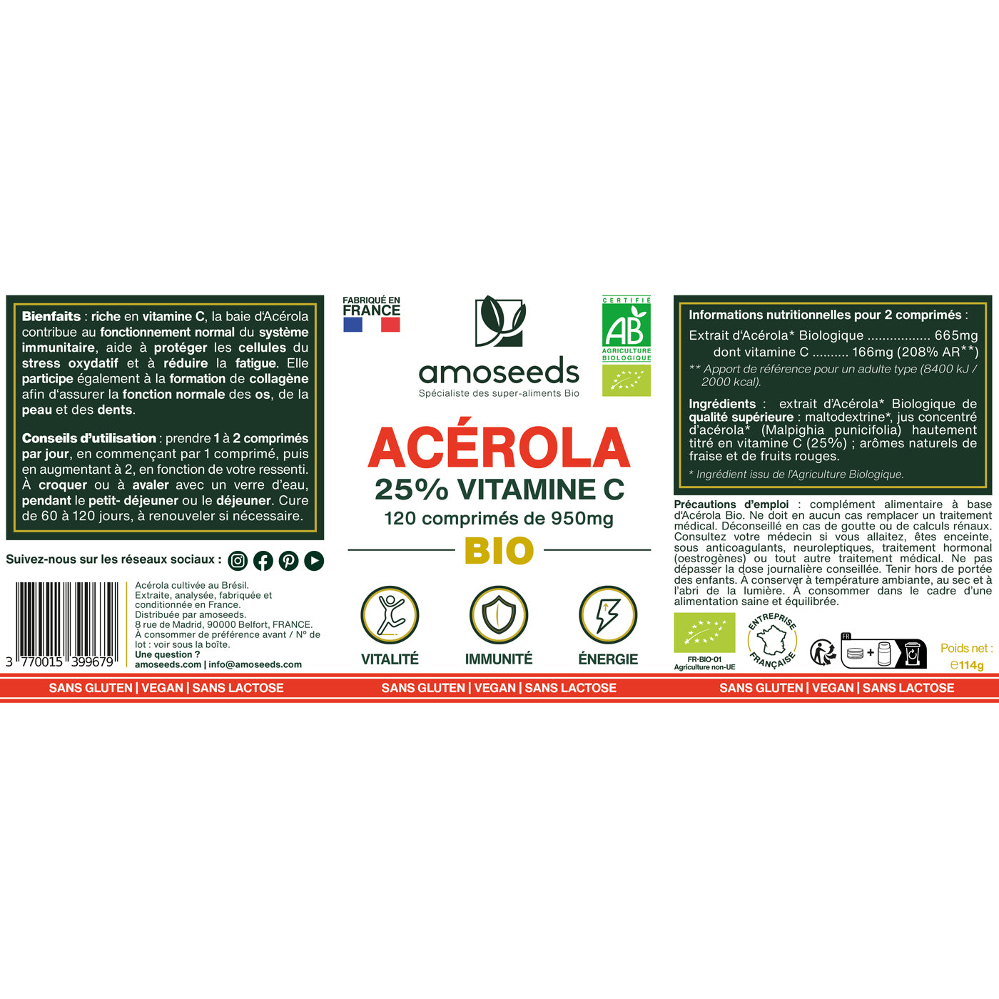 Acerola bio comprimes amoseeds specialiste des super aliments bio,