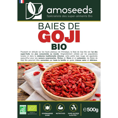 Baies de Goji Bio 500G amoseeds specialiste des super aliments Bio