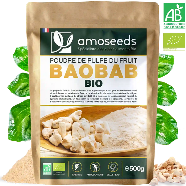 Poudre baobab Bio amoseeds specialiste des super aliments Bio
