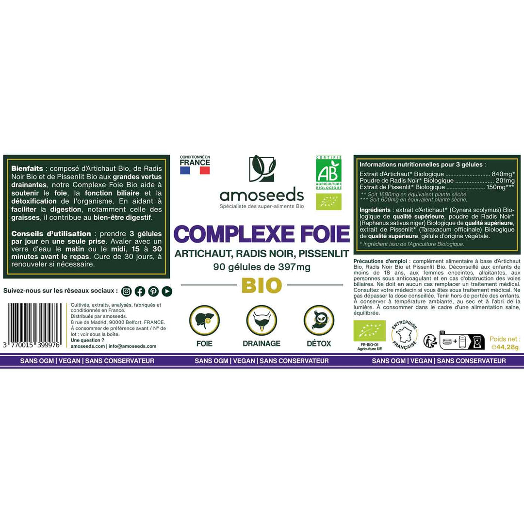 Granions comprimés Détox Foie 1000 mg - Artichaut, desmodium, pissenlit