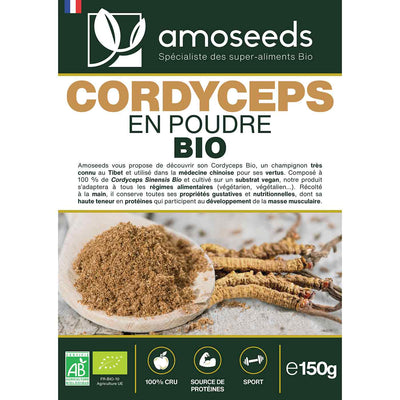 Cordyceps en Poudre Bio 150G amoseeds specialiste des super aliments Bio