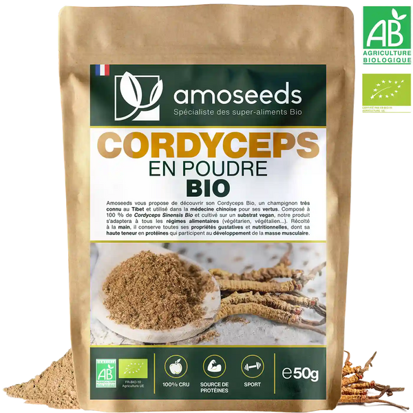 Cordyceps en Poudre Bio 50G amoseeds specialiste des super aliments Bio