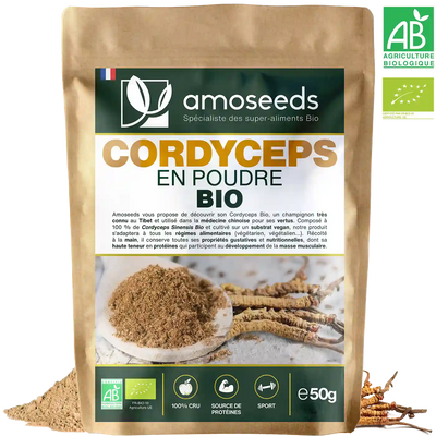 Cordyceps en Poudre Bio 50G amoseeds specialiste des super aliments Bio