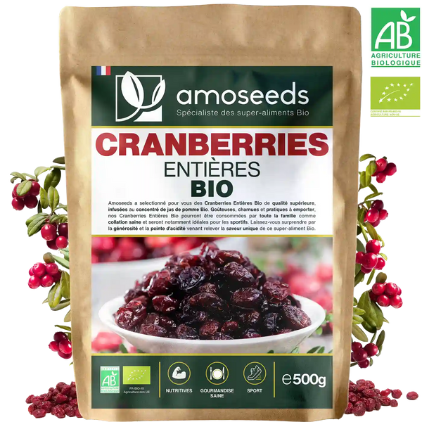 Cranberries Entières Bio 1KG amoseeds specialiste des super aliments Bio