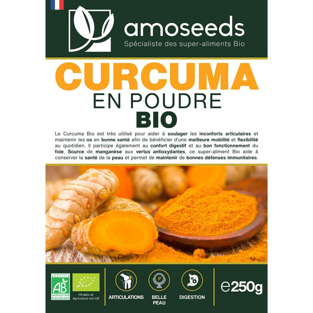 Curcuma en Poudre Bio 250g - AMOSEEDS 