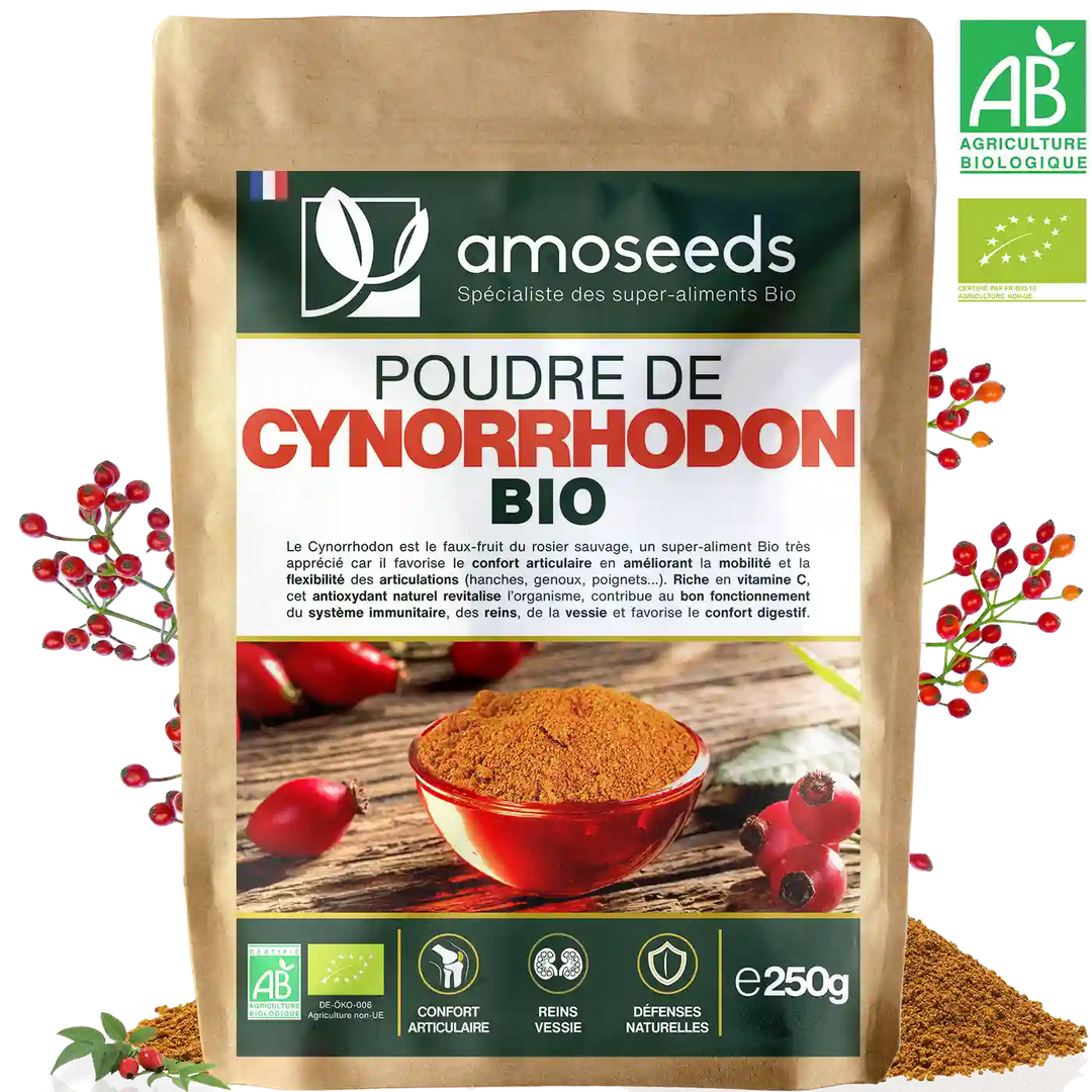 Poudre de Cynorrhodon Bio amoseeds specialiste des super aliments Bio