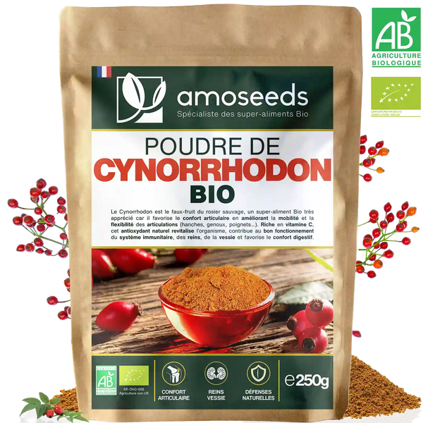 Poudre de Cynorrhodon Bio amoseeds specialiste des super aliments Bio