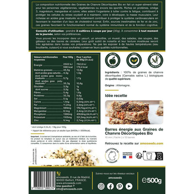 Graines de chanvre decortiquees Bio amoseeds specialiste des super aliments Bio