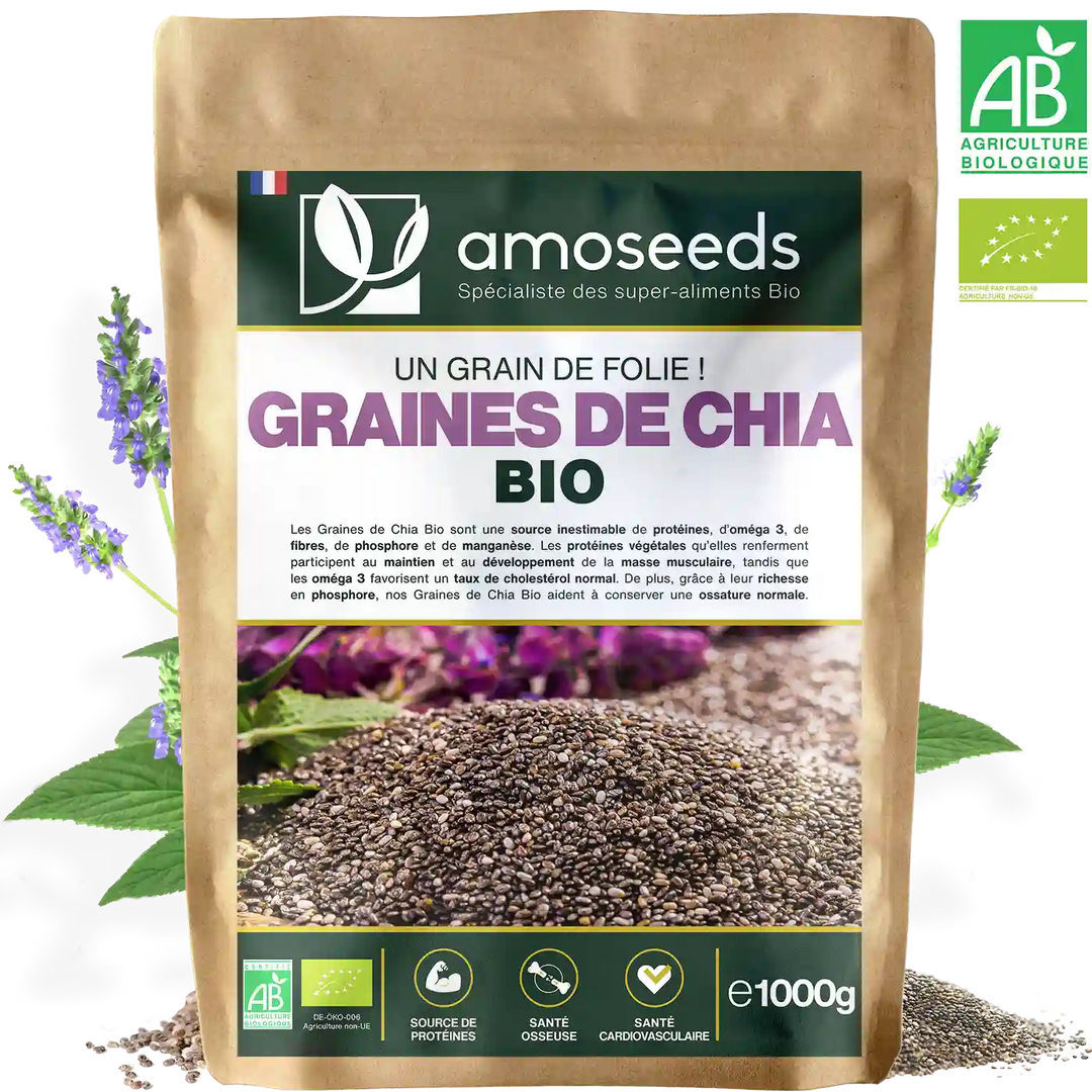 Graines de Chia Bio amoseeds specialiste des super aliments Bio