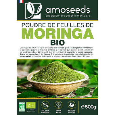 Moringa en Poudre Bio amoseeds specialiste des super aliments Bio