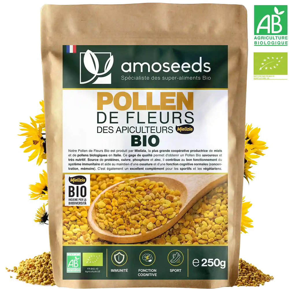 Pollen de Fleurs Bio amoseeds specialiste des super aliments Bio