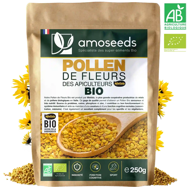 Pollen de Fleurs Bio amoseeds specialiste des super aliments Bio
