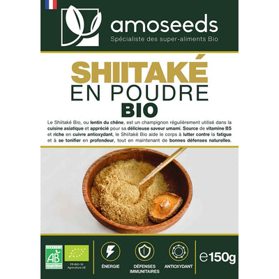 Shiitake en poudre bio 150G amoseeds specialiste des super aliments bio