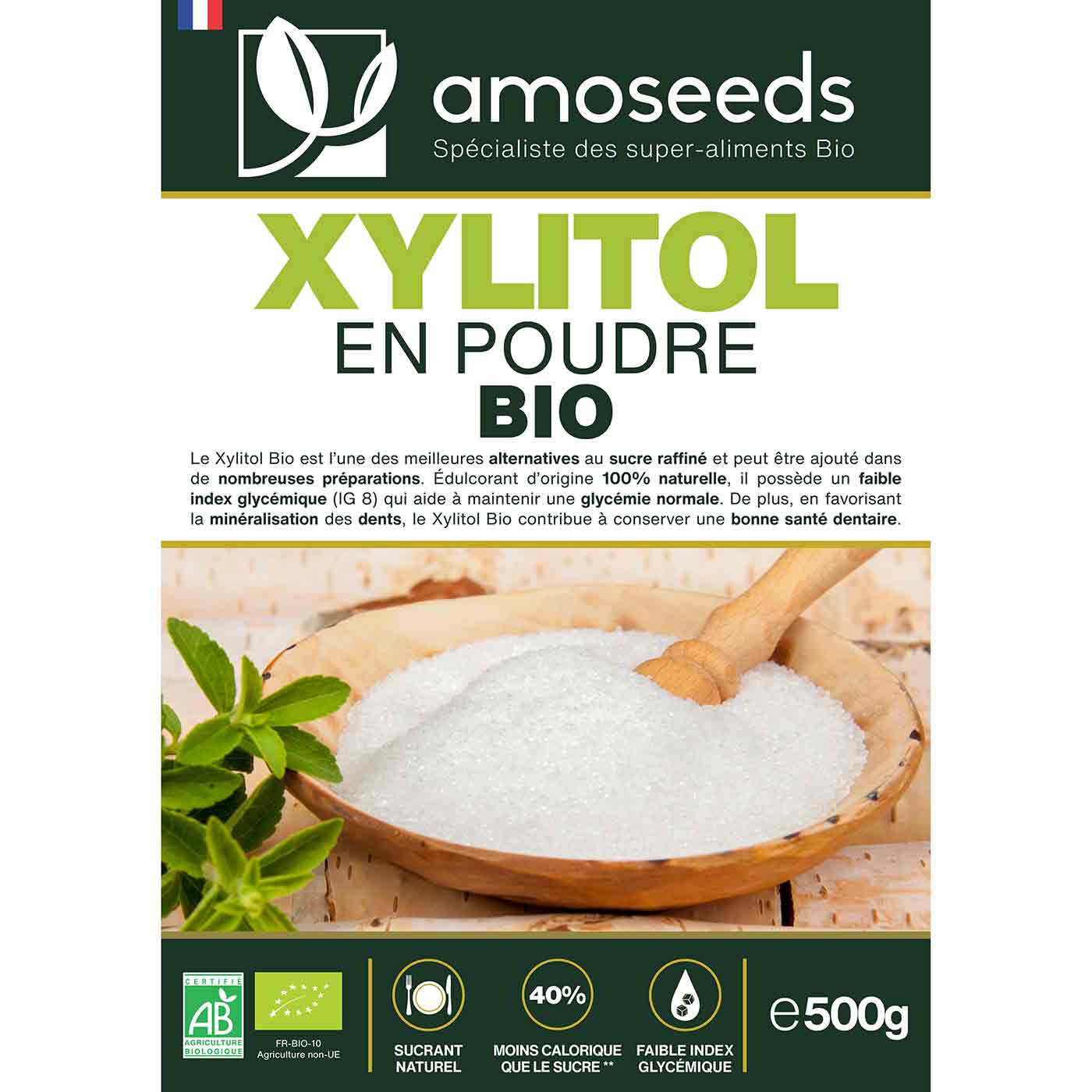 Xylitol Bio 1KG amoseeds specialiste des super aliments bio,